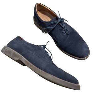 GH Bass Pasadena Navy Blue Suede Buck Oxford Shoes Size 11.5W Wide Width Lace Up